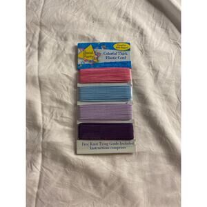 Bead Party Colorful Thick Elastic Cord Set 4 Pack Pink Blue Purple Crafting